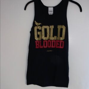 Black and Gold Tank Top with Bold Graphics
